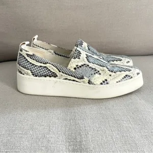Vince Saxon Snakeskin Embossed Leather Platform Sneakers Grey Women’s Size 7