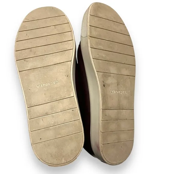 Vince Women Cantara Burgundy Brown Leather Slip On Casual Sneakers Loafers 7.5