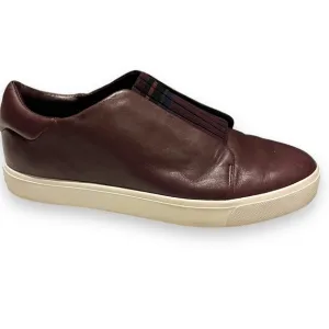 Vince Women Cantara Burgundy Brown Leather Slip On Casual Sneakers Loafers 7.5