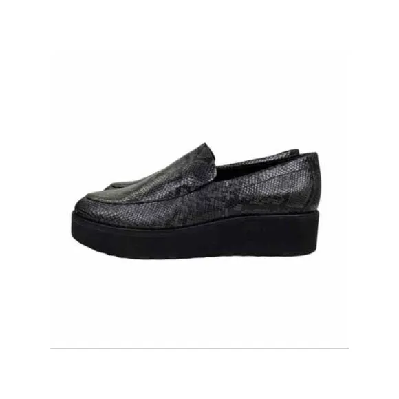 VINCE. Womens Black Snake Print Zeta Platform Slip On Heeled Loafers 7.5 M