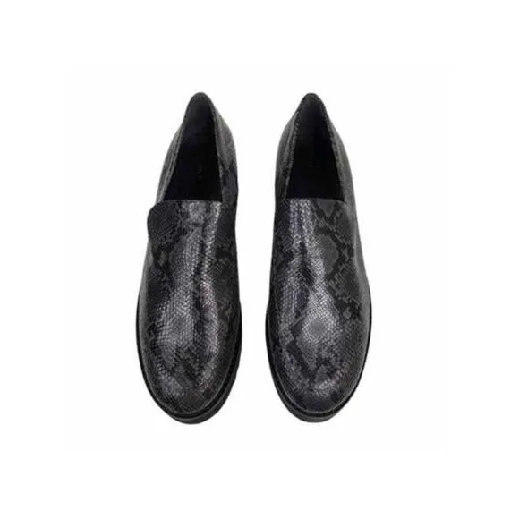 VINCE. Womens Black Snake Print Zeta Platform Slip On Heeled Loafers 7.5 M