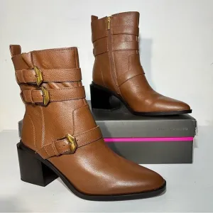 Vince Camuto Kempreea Leather Buckle Mid-Shaft Boots