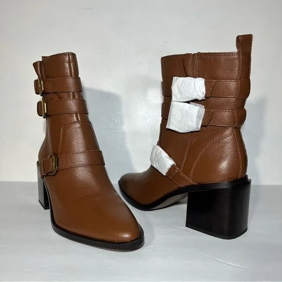 Vince Camuto Kempreea Leather Buckle Mid-Shaft Boots