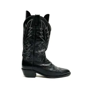 Vintage 1970s men’s black leather western style cowboy boots
