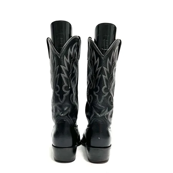Vintage 1970s men’s black leather western style cowboy boots