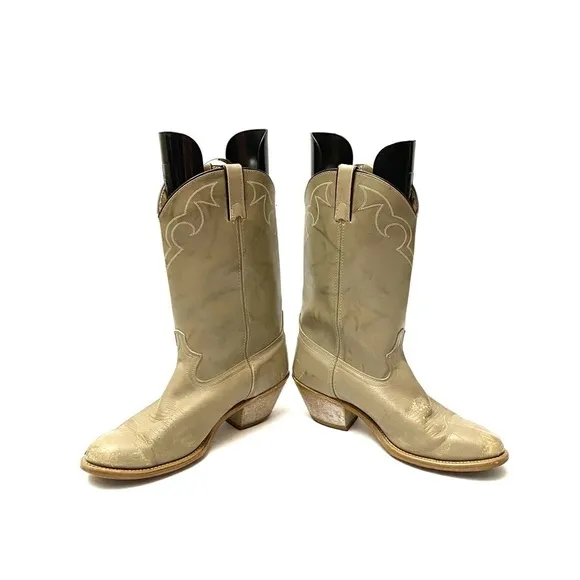 Vintage 1970s men’s gray leather cowboy boots