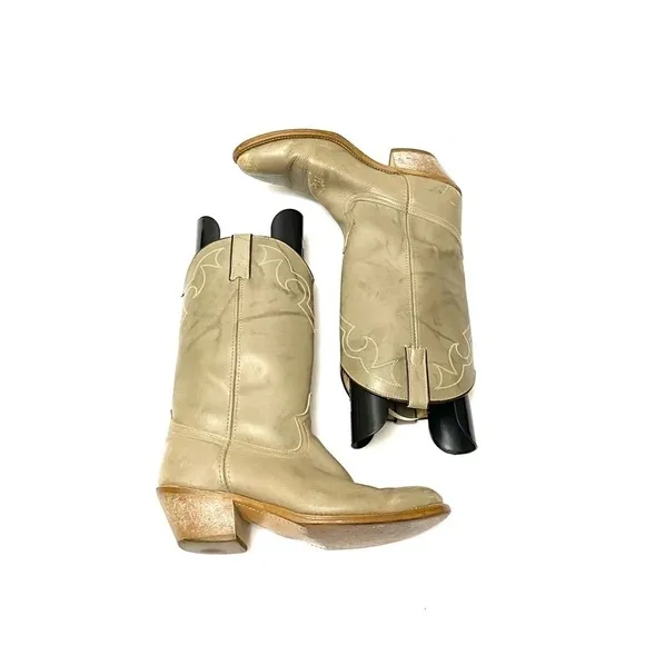 Vintage 1970s men’s gray leather cowboy boots