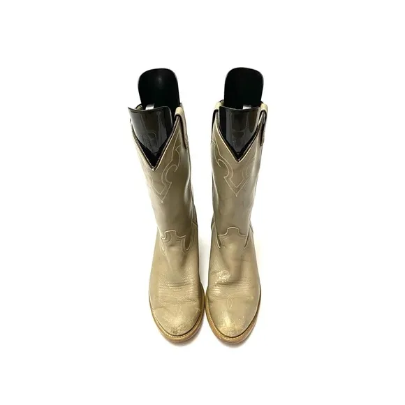 Vintage 1970s men’s gray leather cowboy boots