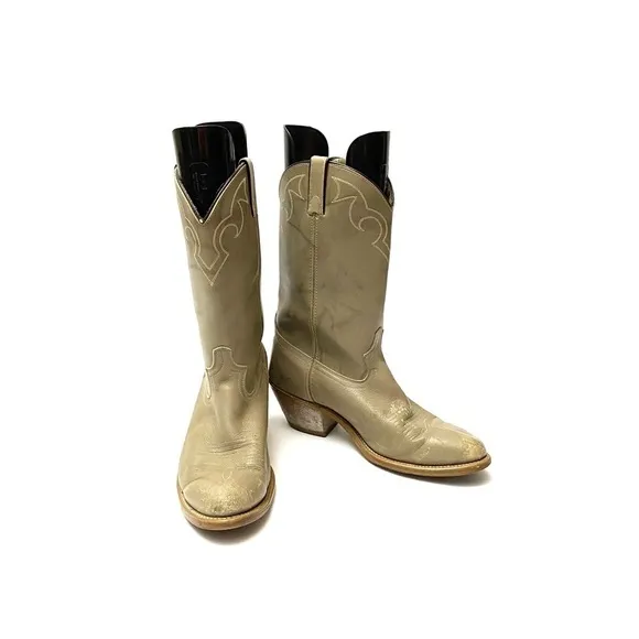 Vintage 1970s men’s gray leather cowboy boots