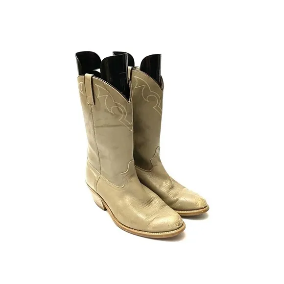 Vintage 1970s men’s gray leather cowboy boots