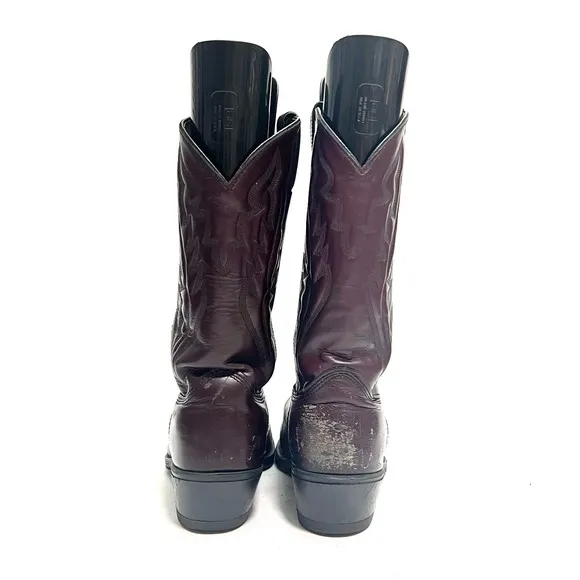 Vintage 1980s men’s oxblood leather western style mid calf cowboy boots