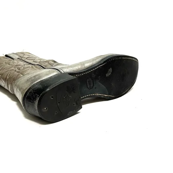Vintage 1990s men’s gray marbled leather pull on western cowboy boots