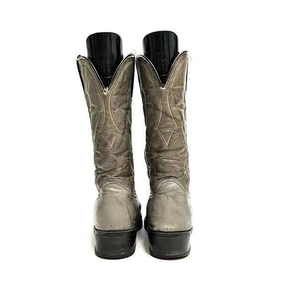Vintage 1990s men’s gray marbled leather pull on western cowboy boots