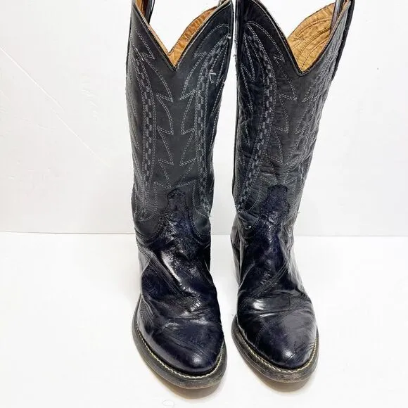 Vintage 6M Durango West Women's Cowgirl Boots Eel Skin Leather Eggplant Gray