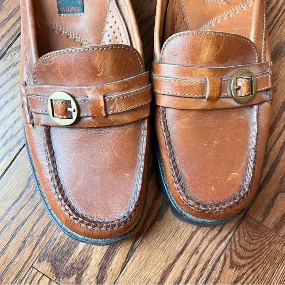Vintage 80’s/90’s Great American Weejun Bass brown leather backless loafers