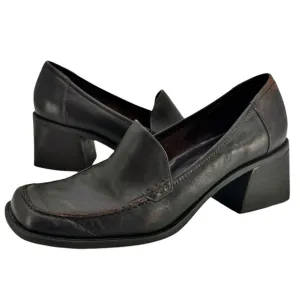 Vintage 90s Dark Academia Loafers Dark Brown Leather Chunky by Westies | 8.5