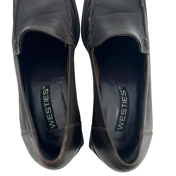 Vintage 90s Dark Academia Loafers Dark Brown Leather Chunky by Westies | 8.5