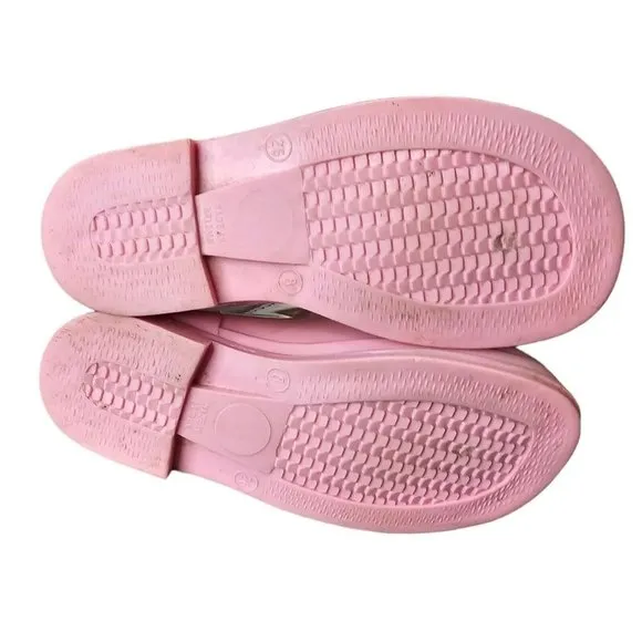 Vintage 90s Girls Size 8 Barney Pink Rubber Rain Boots Waterproof Lyons‎ Group