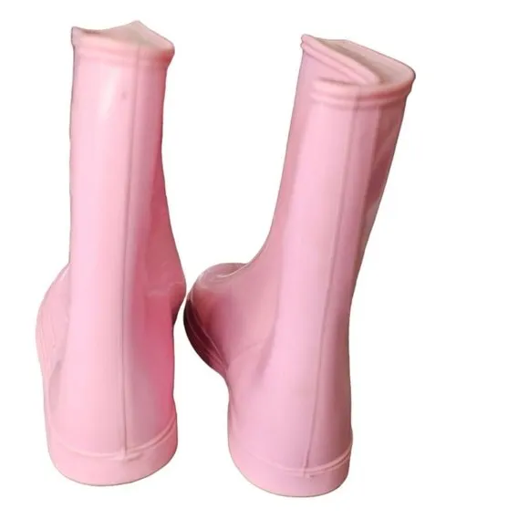 Vintage 90s Girls Size 8 Barney Pink Rubber Rain Boots Waterproof Lyons‎ Group