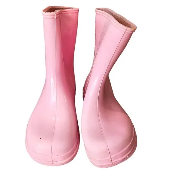 Vintage 90s Girls Size 8 Barney Pink Rubber Rain Boots Waterproof Lyons‎ Group