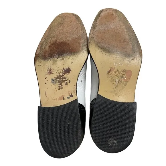 Vintage Bally Spectator Black White Leather Flats Loafers 35