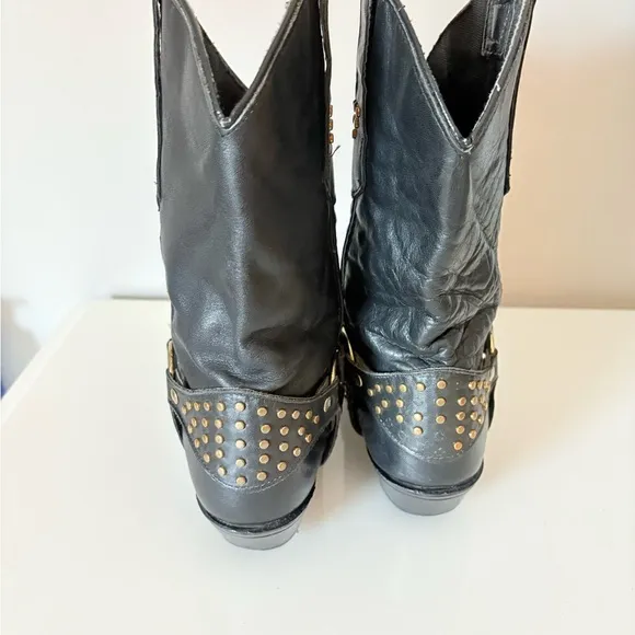 Vintage Black Studded Western Boots