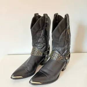 Vintage Black Studded Western Boots