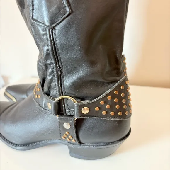 Vintage Black Studded Western Boots