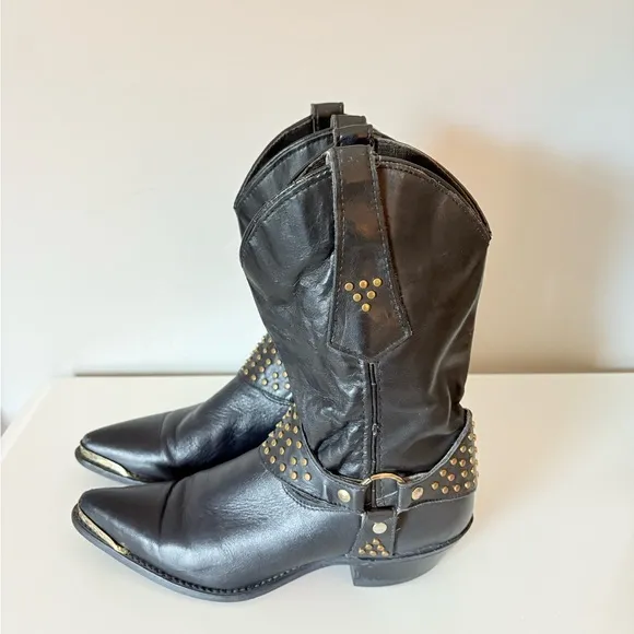 Vintage Black Studded Western Boots