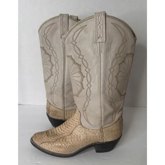 Vintage Dan Post Exotic Python Leather Cowgirl Boots Women's 6 1/2 M  Western