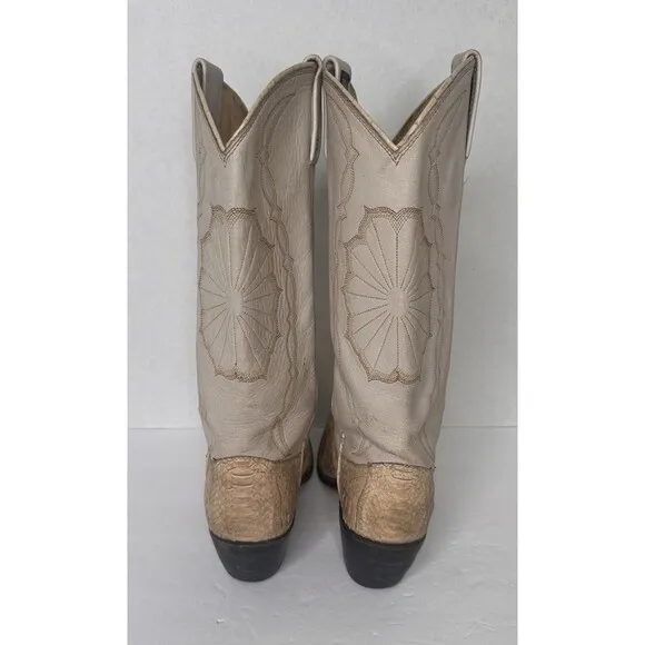 Vintage Dan Post Exotic Python Leather Cowgirl Boots Women's 6 1/2 M  Western