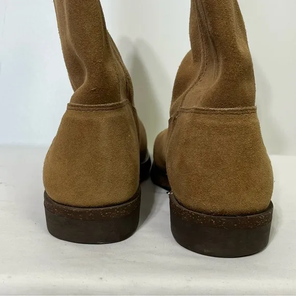 Vintage Double H West Sonora Tan Mid-Calf Suede Pull-On Boots