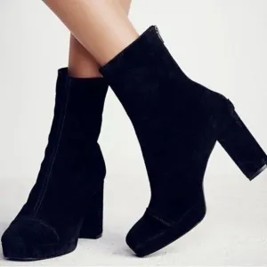 Vintage Free People day for night Platform Suede Boots size 37