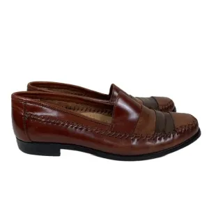 Vintage Georigio Brutini Men’s Brown Striped Old Money Leather Loafers  Size 8.5