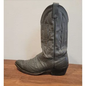 Vintage Gray Leather Cowboy Boots With Distressed Details USA MADE Men’s 10.5D