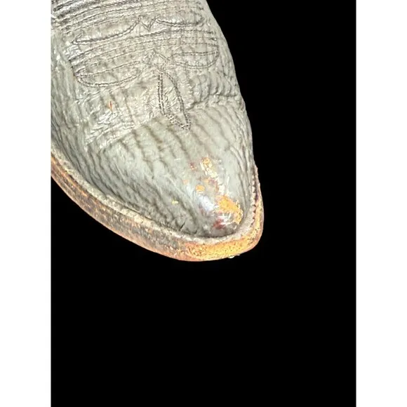 Vintage Gray Leather Cowboy Boots With Distressed Details USA MADE Men’s 10.5D