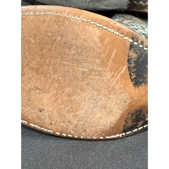 Vintage Gray Leather Cowboy Boots With Distressed Details USA MADE Men’s 10.5D