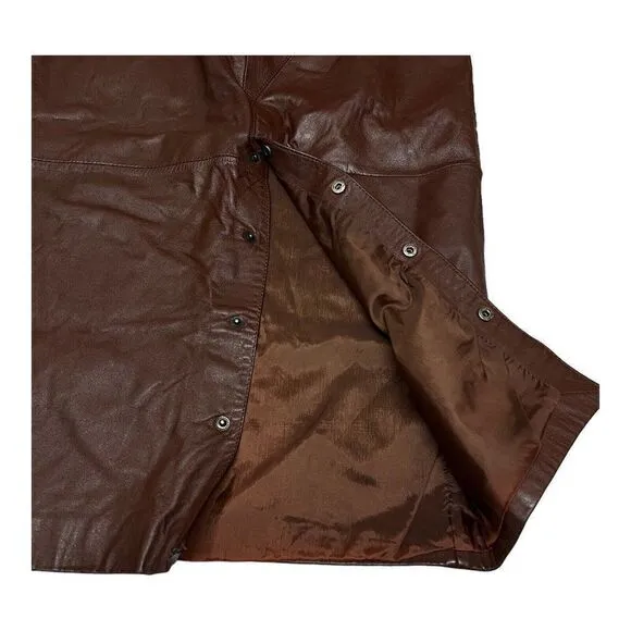 Vintage Greg Adams 9/10 leather high rise waist midi pencil skirt Retro Classic