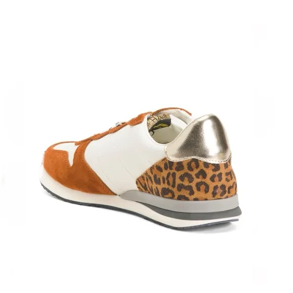 Vintage Havana Leather Valery Rust &amp; Leopard Detail Run Sneakers Women's Size 6