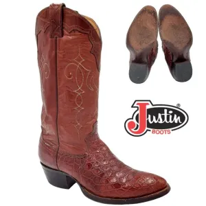 Vintage Justin Boots Mens 8 Exotic Brown Bias Cut Alligator Cowboy Western Boots