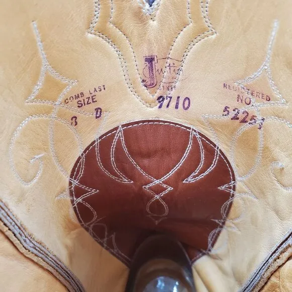 Vintage Justin Boots Mens 8 Exotic Brown Bias Cut Alligator Cowboy Western Boots