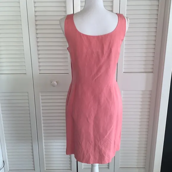 Vintage Laura Ashley 100% Silk Sheath Dress Women’s Pink Sleeveless Midi Size 8