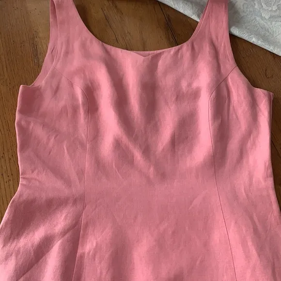 Vintage Laura Ashley 100% Silk Sheath Dress Women’s Pink Sleeveless Midi Size 8