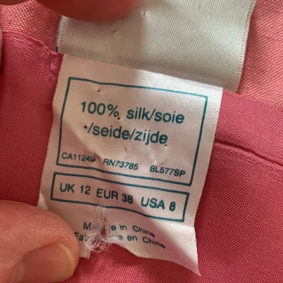Vintage Laura Ashley 100% Silk Sheath Dress Women’s Pink Sleeveless Midi Size 8