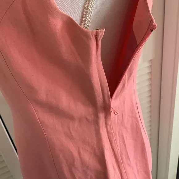 Vintage Laura Ashley 100% Silk Sheath Dress Women’s Pink Sleeveless Midi Size 8