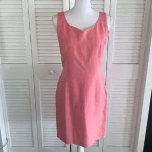 Vintage Laura Ashley 100% Silk Sheath Dress Women’s Pink Sleeveless Midi Size 8