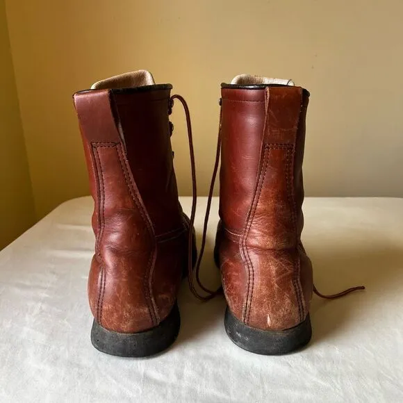 Vintage Leather Hunting Boots Mid Calf Lace Up Brown Leather Men’s 10.5EE