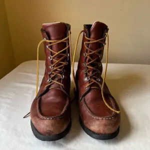 Vintage Leather Hunting Boots Mid Calf Lace Up Brown Leather Men’s 10.5EE
