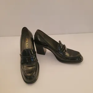Vintage Leather Prada Loafers Heel