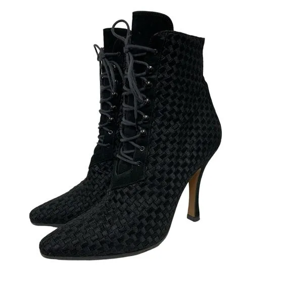 Vintage Marco Delli Womens Size 8 Black Pointed Heel Boots